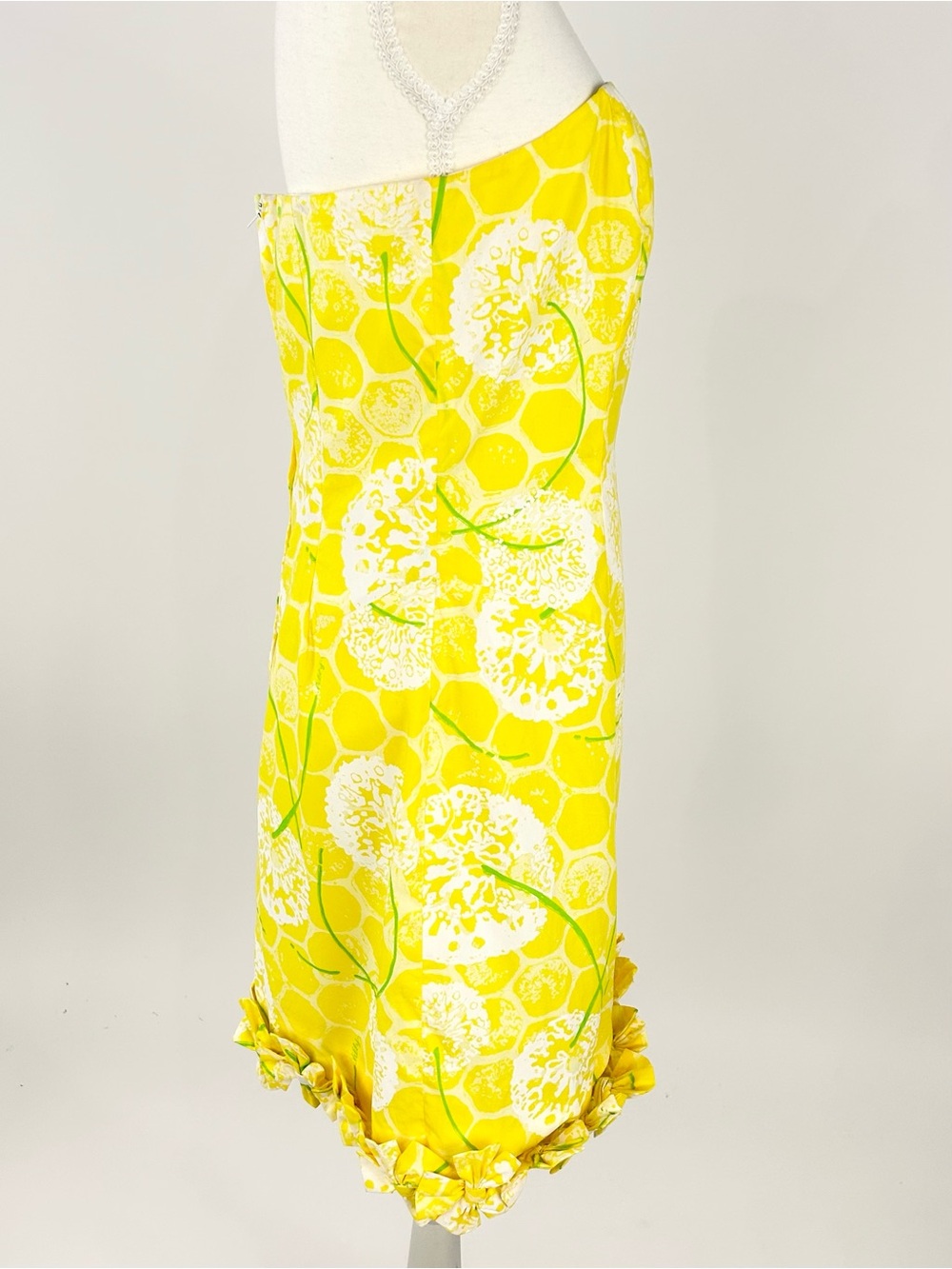 Lilly Pulitzer Olie Dandelion Strapless Bow Hem Cotton Dress Size 8 - Picture 2 of 11